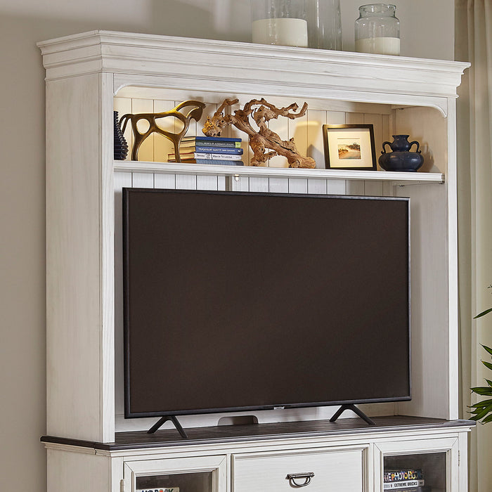 Allyson Park - Entertainment Hutch - Wirebrushed White / Charcoal – Hutches by Liberty Furniture at Furniture Wholesale Plus , Nashville furniture store