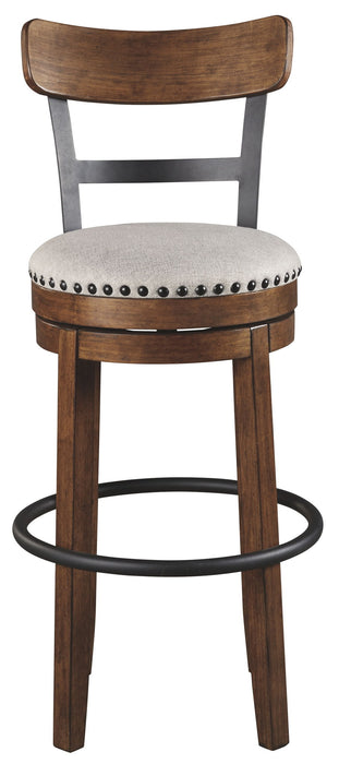 Valebeck -  Tall Upholstered Swivel Barstool - Premium Bar Height (28"-30") from Signature Design by Ashley® - Just $208! Shop now at Furniture Wholesale Plus  We are the best furniture store in Nashville, Hendersonville, Goodlettsville, Madison, Antioch, Mount Juliet, Lebanon, Gallatin, Springfield, Murfreesboro, Franklin, Brentwood