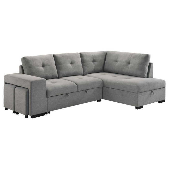 Roanne - Fabric Upholstered Sleeper Sectional Sofa - Gray – Sleeper Sectionals by Coaster Fine Furniture at Furniture Wholesale Plus , Nashville furniture store
