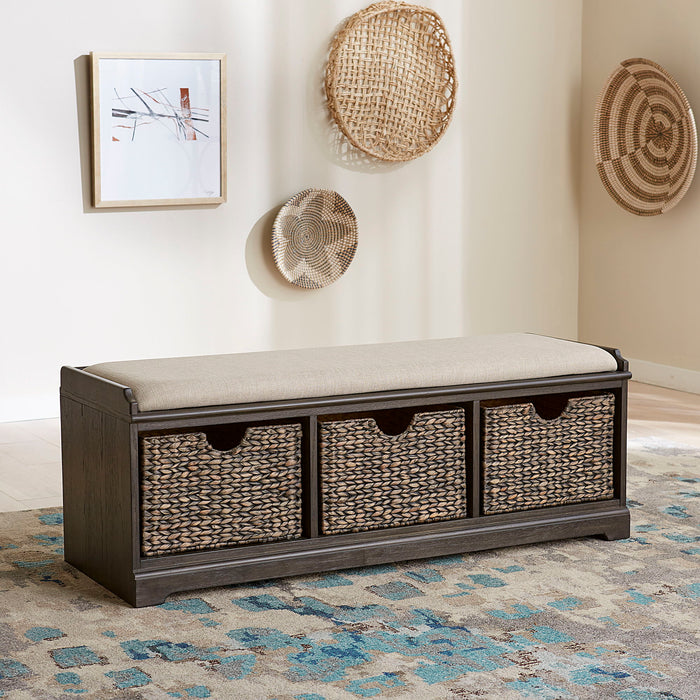 Mill Creek - Wall Bench - Peppercorn – Storage Benches by Liberty Furniture at Furniture Wholesale Plus , Nashville furniture store