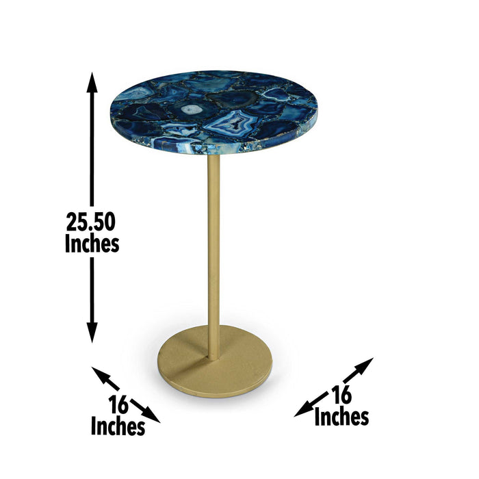 Oceana - Agate Top Round Chairside Table - Blue – Chair Side Tables by Steve Silver Furniture at Furniture Wholesale Plus , Nashville furniture store