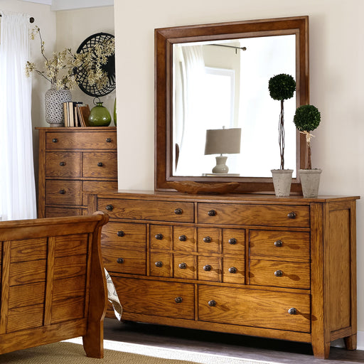 Grandpas Cabin - Dresser & Mirror - Light Brown – Dresser & Mirror by Liberty Furniture at Furniture Wholesale Plus , Nashville furniture store