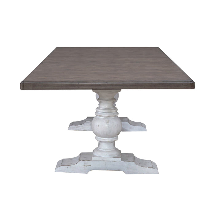 River Place - Trestle Table - Riverstone White & Tobacco – Dining Tables by Liberty Furniture at Furniture Wholesale Plus , Nashville furniture store