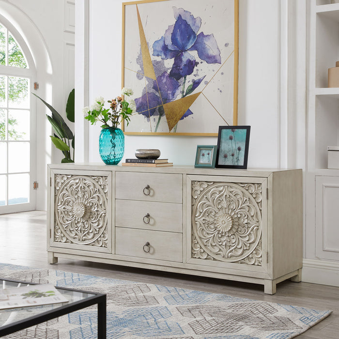 Sundance - 2 Door 3 Drawer Accent Cabinet - Antique Linen – Accent Cabinets by Liberty Furniture at Furniture Wholesale Plus , Nashville furniture store
