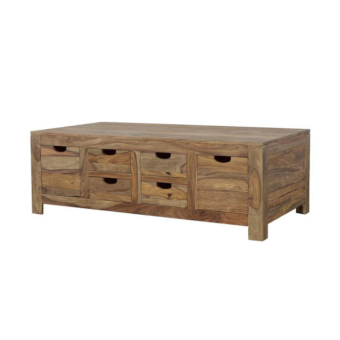 Esther - 6-Drawer Solid Wood Coffee Table - Natural – Coffee Tables by CoasterElevations at Furniture Wholesale Plus , Nashville furniture store