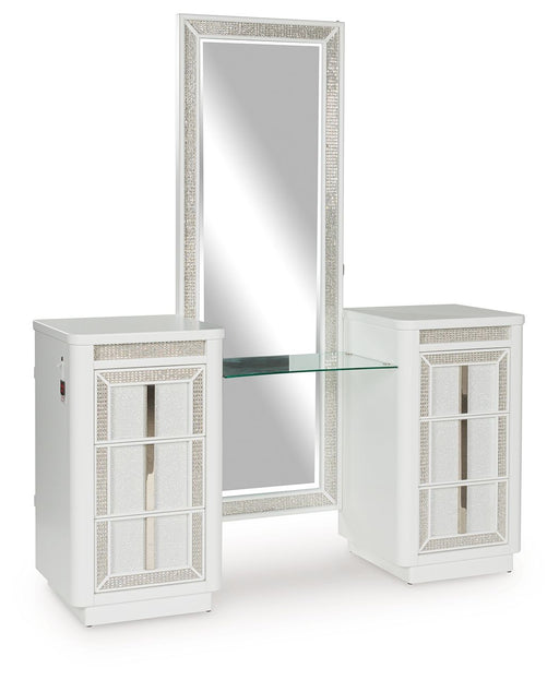 Chalanna - White - Vanity With Mirror - Premium Vanity Sets from Signature Design by Ashley® - Just $1088! Shop now at Furniture Wholesale Plus  We are the best furniture store in Nashville, Hendersonville, Goodlettsville, Madison, Antioch, Mount Juliet, Lebanon, Gallatin, Springfield, Murfreesboro, Franklin, Brentwood