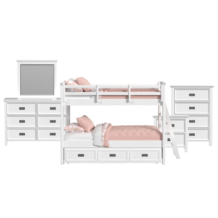 Hampton Kids - Bunk With Ladder And Trundle Bedroom Set – 3 Piece Bedroom Sets by Elements International at Furniture Wholesale Plus , Nashville furniture store