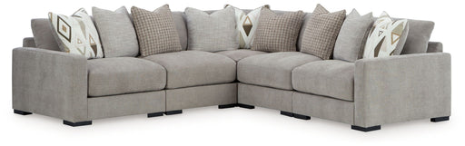 Aslan Court - 5-Piece Sectional - Pebble – Stationary Sectionals by Benchcraft® at Furniture Wholesale Plus , Nashville furniture store