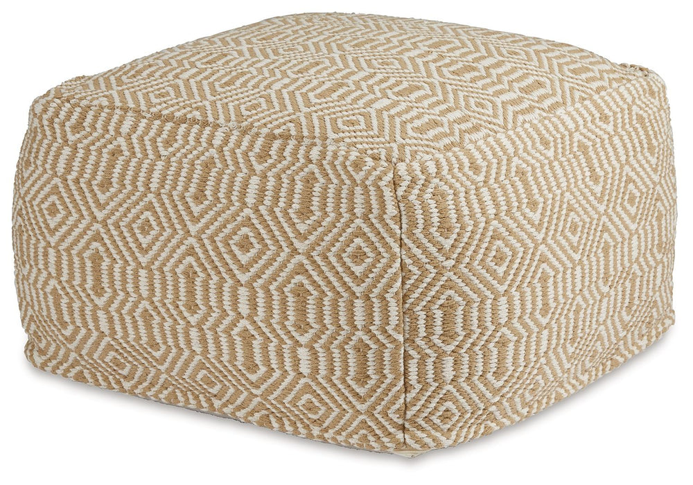 Adamont - Pouf - Tan / Ivory – Accent Poufs by Signature Design by Ashley® at Furniture Wholesale Plus , Nashville furniture store