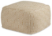 Adamont - Pouf - Tan / Ivory – Accent Poufs by Signature Design by Ashley® at Furniture Wholesale Plus , Nashville furniture store