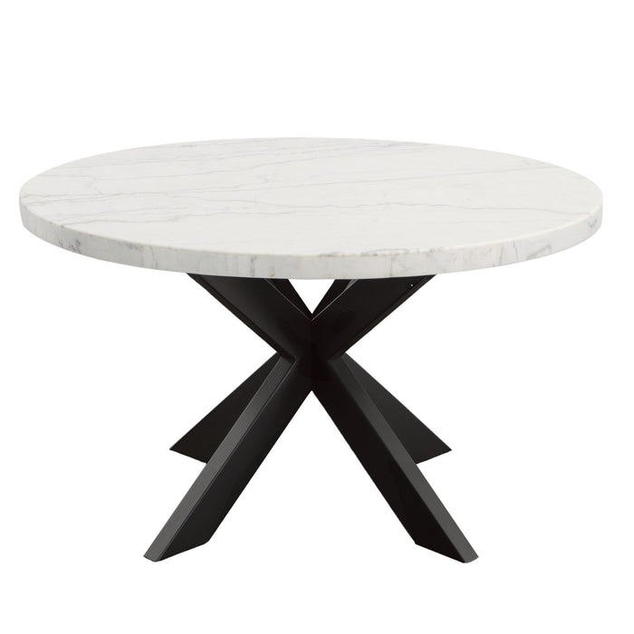 Xena - White Marble Top Round Table - Black – Dining Tables by Steve Silver Furniture at Furniture Wholesale Plus , Nashville furniture store