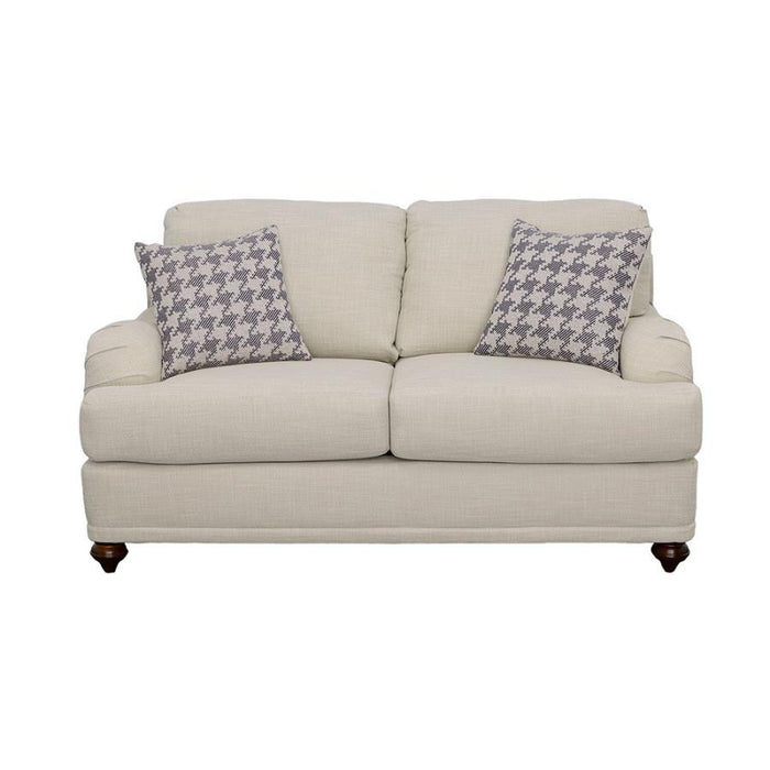 Glenn - Upholstered English Arm Loveseat - Light Gray And Blue – Stationary Loveseats by CoasterElevations at Furniture Wholesale Plus , Nashville furniture store