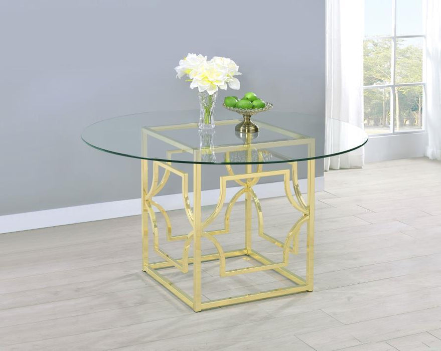 Starlight - Round Glass Top Metal Dining Table – Dining Tables by Coaster Fine Furniture at Furniture Wholesale Plus , Nashville furniture store