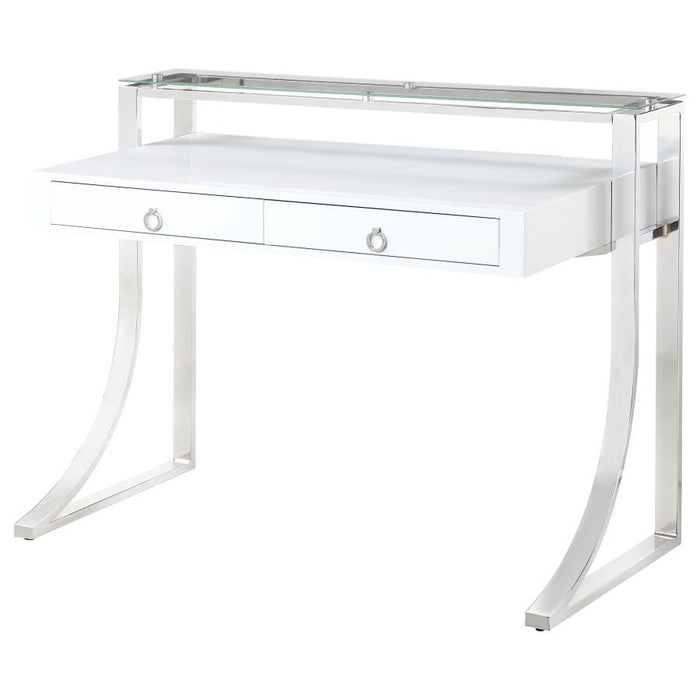 Gemma - 2-Drawer Writing Desk - White High Gloss - Premium Writing Desks from CoasterEssence - Just $569! Shop now at Furniture Wholesale Plus  We are the best furniture store in Nashville, Hendersonville, Goodlettsville, Madison, Antioch, Mount Juliet, Lebanon, Gallatin, Springfield, Murfreesboro, Franklin, Brentwood