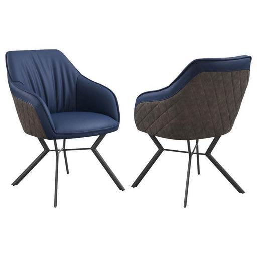 Mayer - Upholstered Dining Arm Chair (Set of 2) - Blue – Chair Sets by CoasterEssence at Furniture Wholesale Plus , Nashville furniture store