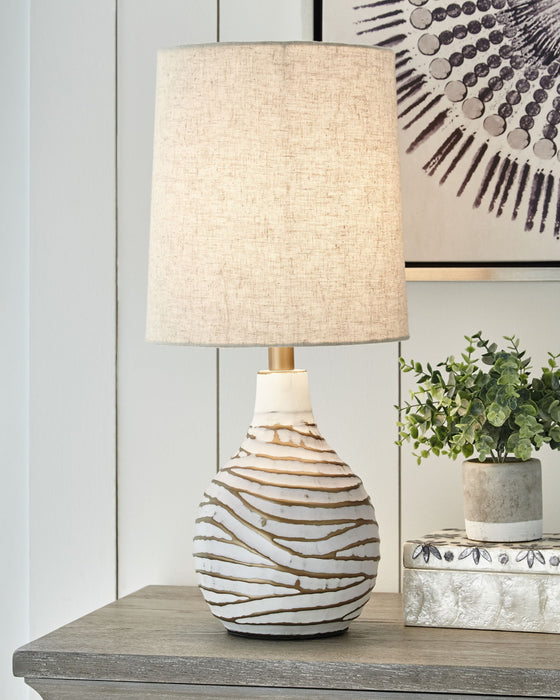 Aleela - Metal Table Lamp  - White / Gold Finish – Table Lamps by Signature Design by Ashley® at Furniture Wholesale Plus , Nashville furniture store