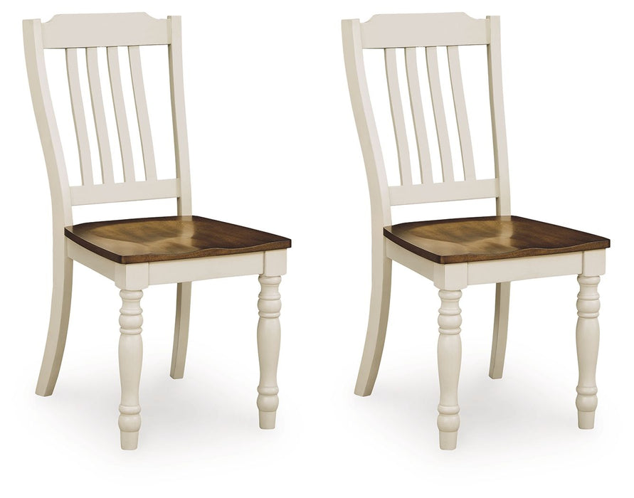 Wirloni - Dining Room Side Chair (Set of 2) - Antique White / Brown – Chair Sets by Signature Design by Ashley® at Furniture Wholesale Plus , Nashville furniture store