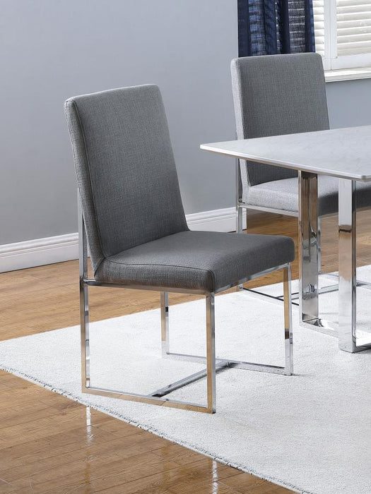 Mackinnon - Upholstered Dining Side Chair (Set of 2) - Gray – Chair Sets by CoasterElevations at Furniture Wholesale Plus , Nashville furniture store