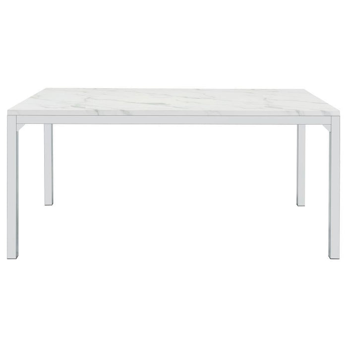 Athena - Rectangular Faux Marble Dining Table - Chrome – Dining Tables by CoasterEveryday at Furniture Wholesale Plus , Nashville furniture store
