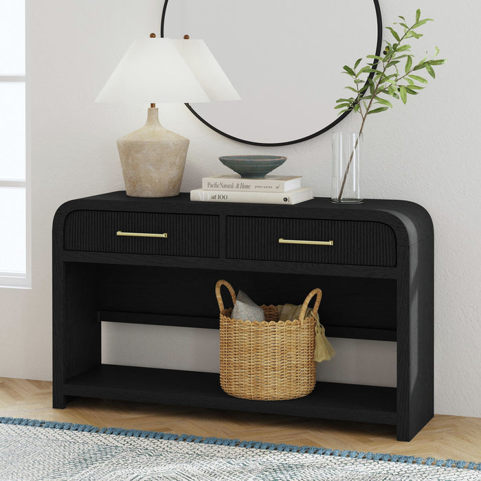 Ridgemont - Sofa Table With Bottom Shelf - Black With Grain – Sofa Tables by Elements International at Furniture Wholesale Plus , Nashville furniture store