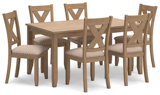 Sanbriar - Light Brown - RECT DRM Table Set (Set of 7) - Premium 7 Piece Dining Room Sets from Signature Design by Ashley® - Just $758! Shop now at Furniture Wholesale Plus  We are the best furniture store in Nashville, Hendersonville, Goodlettsville, Madison, Antioch, Mount Juliet, Lebanon, Gallatin, Springfield, Murfreesboro, Franklin, Brentwood