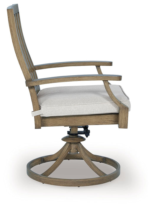 Rainier Ranch - Brown / Beige - Swivel Chair With Cushion (Set of 2) - Premium Chair Sets from Signature Design by Ashley® - Just $818! Shop now at Furniture Wholesale Plus  We are the best furniture store in Nashville, Hendersonville, Goodlettsville, Madison, Antioch, Mount Juliet, Lebanon, Gallatin, Springfield, Murfreesboro, Franklin, Brentwood