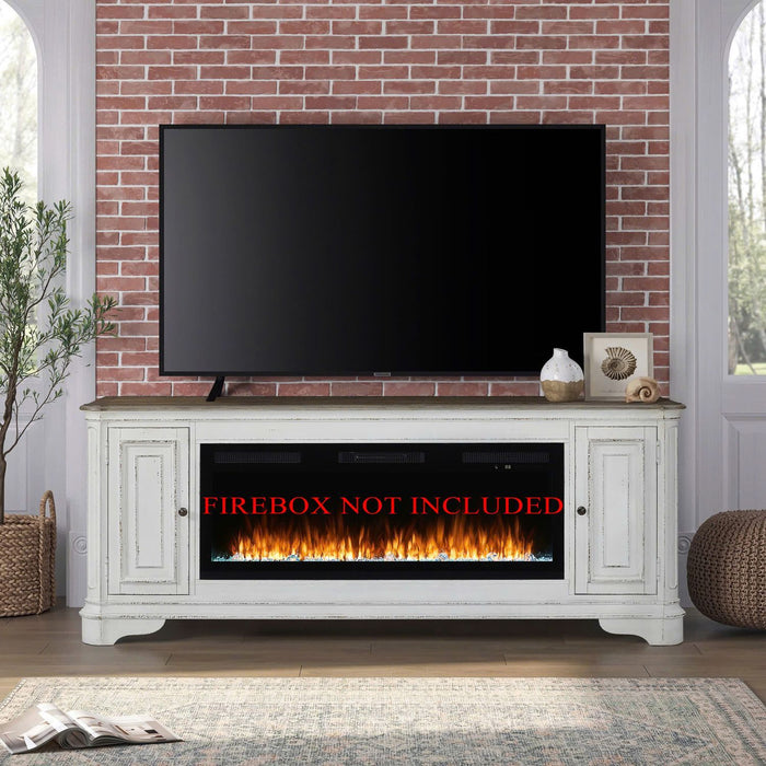 Fireplace TV Consoles - 82" Fireplace TV Console FTS - Brown – Fireplace TV Stands by Liberty Furniture at Furniture Wholesale Plus , Nashville furniture store