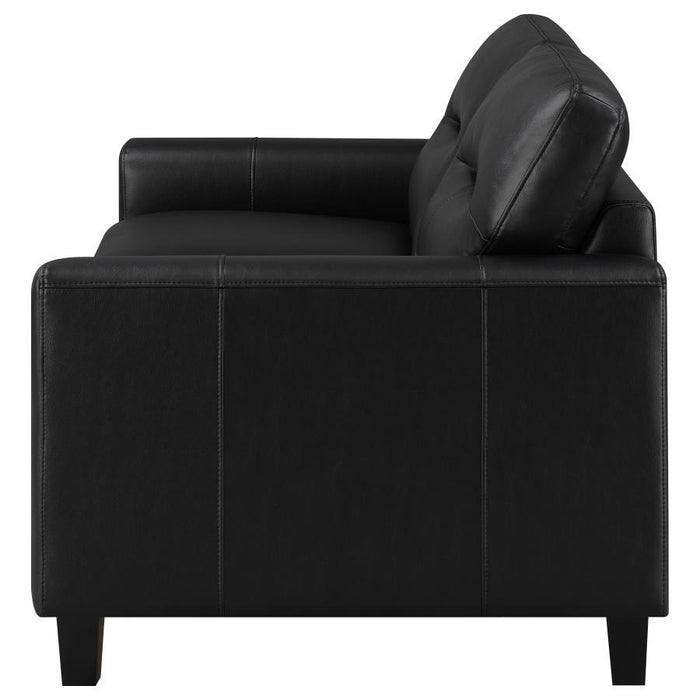 Scotland - Faux Leather Upholstered Track Arm Loveseat – Stationary Loveseats by Coaster Fine Furniture at Furniture Wholesale Plus , Nashville furniture store