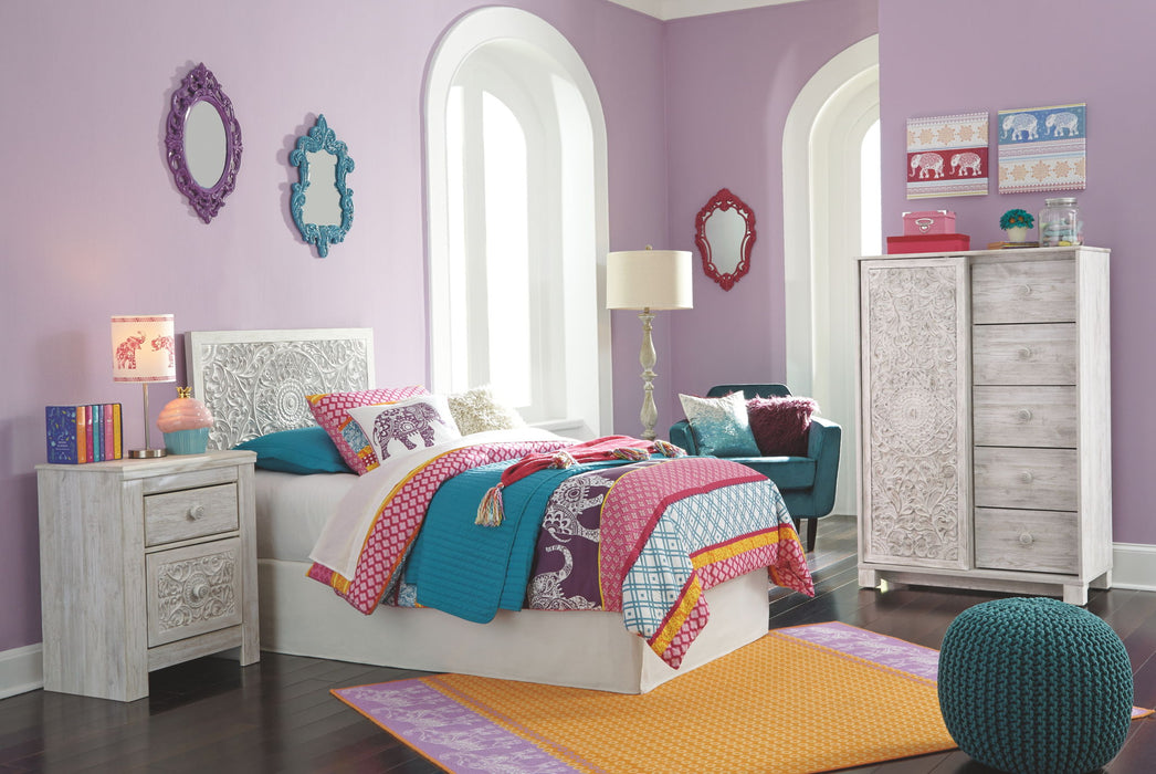 Paxberry - Twin Panel Headboard with Bolt on Bed Frame - Whitewash – Panel Beds by Signature Design by Ashley® at Furniture Wholesale Plus , Nashville furniture store