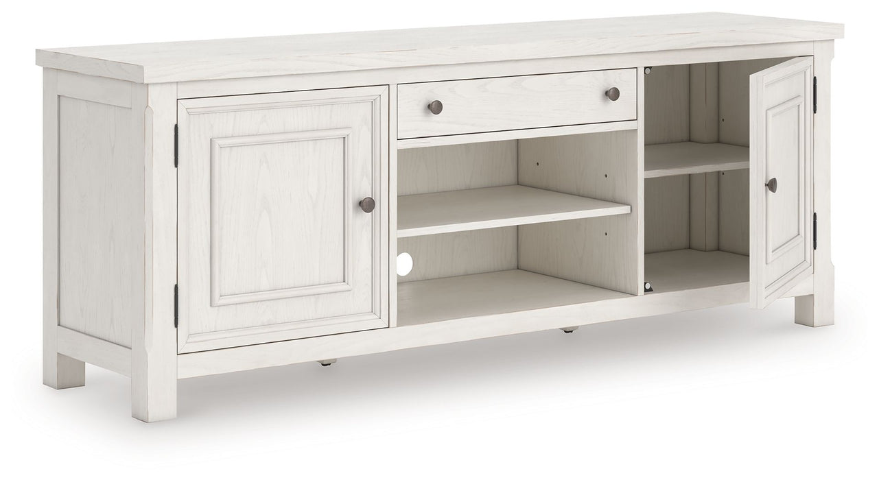 Robbinsdale - Extra Large TV Stand - Antique White – TV Stands by Signature Design by Ashley® at Furniture Wholesale Plus , Nashville furniture store