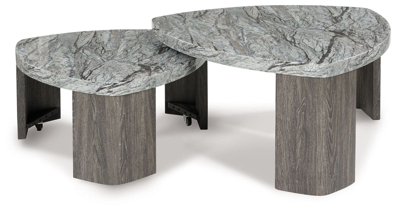 Surmour - Stacked Cocktail Table - Gray / Brown – Nesting Tables by Signature Design by Ashley® at Furniture Wholesale Plus , Nashville furniture store