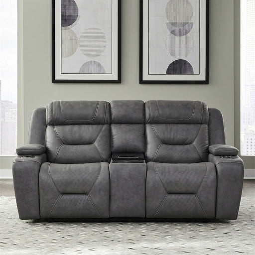 Chapman - Leather Loveseat With Cooling Console P2 & ZG - Aline Blue Gray – Reclining Loveseats by Liberty Furniture at Furniture Wholesale Plus , Nashville furniture store