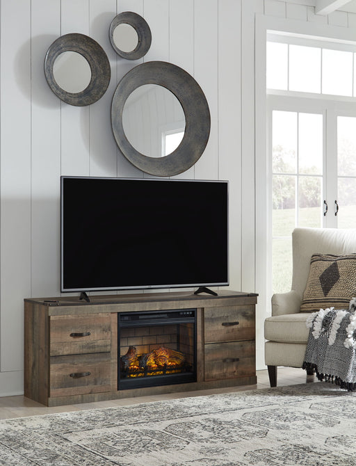 Trinell - TV Stand With Electric Fireplace - Brown – Fireplace TV Stands by Signature Design by Ashley® at Furniture Wholesale Plus , Nashville furniture store