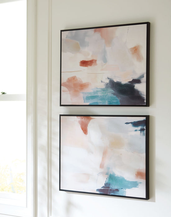 Caldish - Wall Art Set (Set of 2) - Blue / White / Pink – Canvas Art Sets by Signature Design by Ashley® at Furniture Wholesale Plus , Nashville furniture store