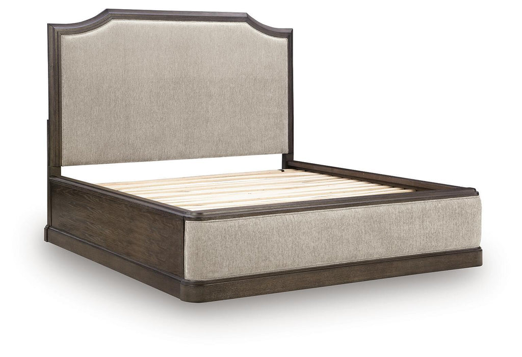 Wickenger - King Upholstered Panel Bed - Dark Brown – Upholstered Beds by Signature Design by Ashley® at Furniture Wholesale Plus , Nashville furniture store