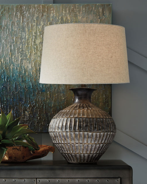 Magan - Metal Table Lamp  - Antique Bronze Finish – Table Lamps by Signature Design by Ashley® at Furniture Wholesale Plus , Nashville furniture store