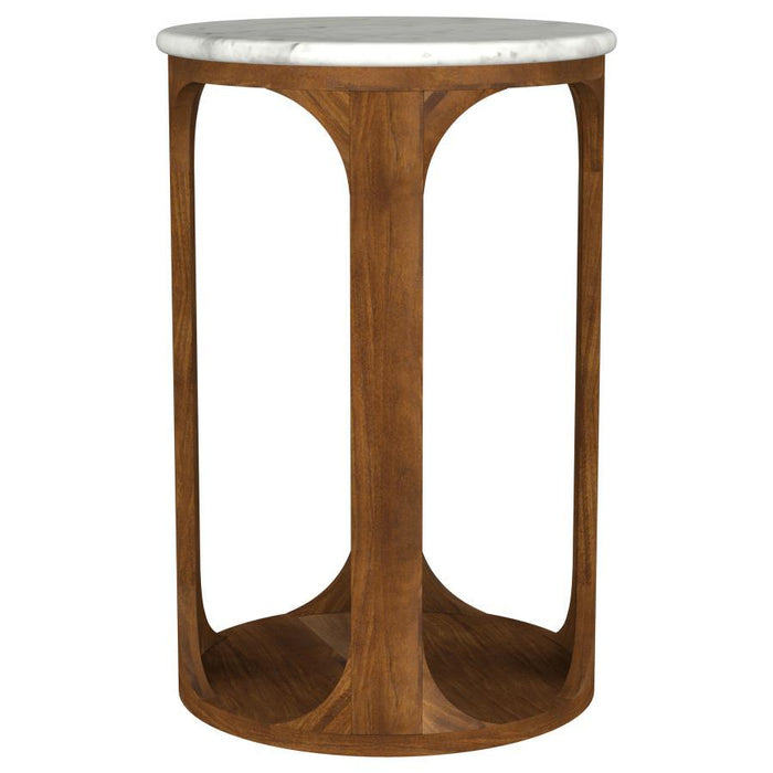 Berkeley - Round Marble Top Side Table - White And Brown – Side Tables by Coaster Fine Furniture at Furniture Wholesale Plus , Nashville furniture store