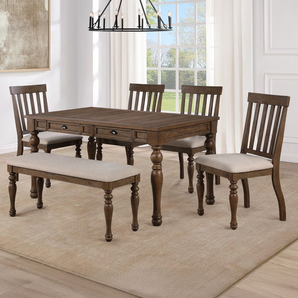 Joanna - Dining Set With Brown Table – 5 Piece Dining Room Sets by Steve Silver Furniture at Furniture Wholesale Plus , Nashville furniture store