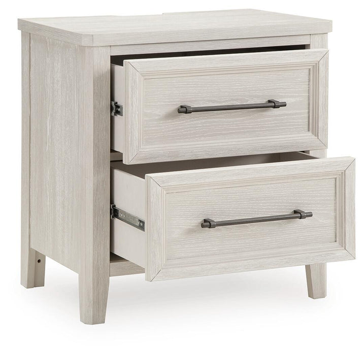 Darbonton - Two Drawer Night Stand - Dove White – Nightstands w/ Charging Stations by Signature Design by Ashley® at Furniture Wholesale Plus , Nashville furniture store