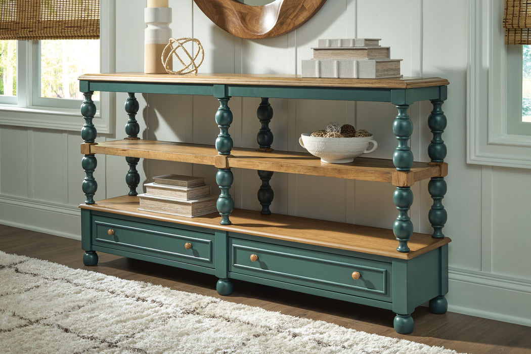 Finnworth - Console Sofa Table - Blue / Brown – Console Tables by Signature Design by Ashley® at Furniture Wholesale Plus , Nashville furniture store