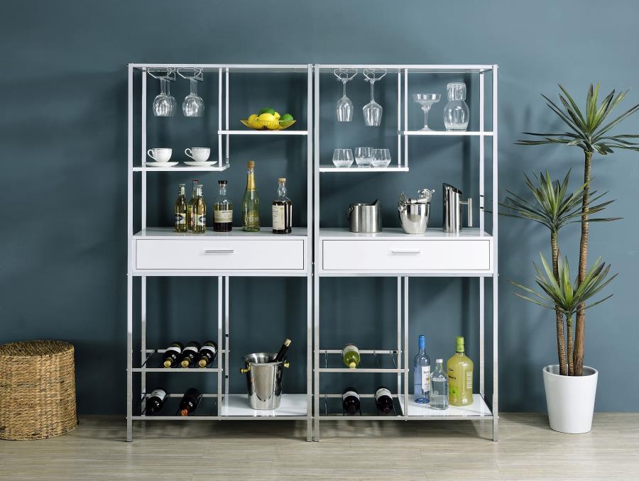 Figueroa - 5-Shelf Wine Storage Bar Cabinet - White High Gloss – Wine Cabinets by Coaster Fine Furniture at Furniture Wholesale Plus , Nashville furniture store