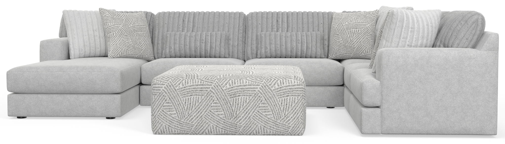 Logan - Upholstered Sectional With Comfort Coil Seating - 46" Cocktail Ottoman And Accent Pillows Included – 2 Piece Living Room Sets by Jackson at Furniture Wholesale Plus , Nashville furniture store