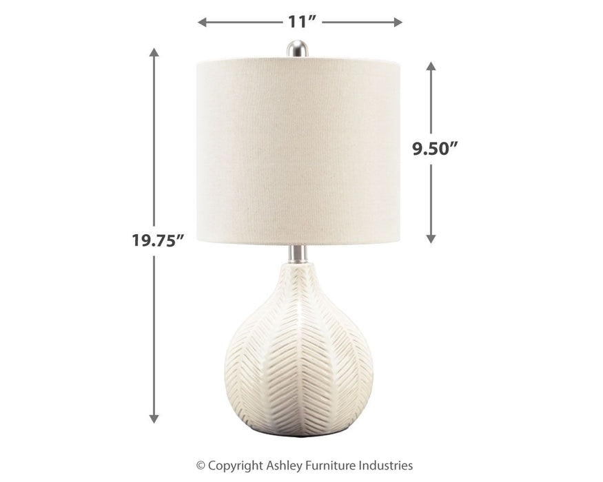 Rainermen - Ceramic Table Lamp  - Off White – Table Lamps by Signature Design by Ashley® at Furniture Wholesale Plus , Nashville furniture store
