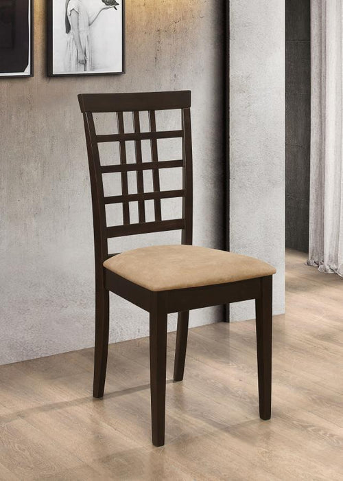 Kelso - Lattice Back Dining Side Chair (Set of 2) - Cappuccino – Chair Sets by CoasterEveryday at Furniture Wholesale Plus , Nashville furniture store
