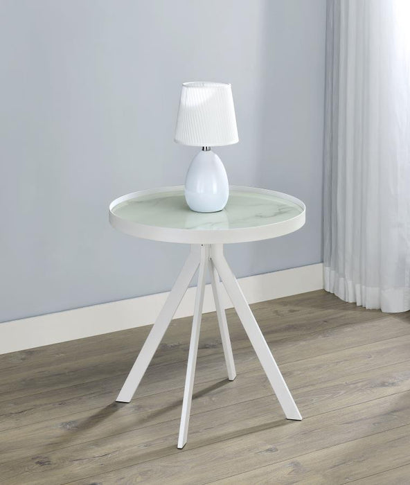 Briggs - Round Marble Printed Glass Top End Side Table – End Tables by Coaster Fine Furniture at Furniture Wholesale Plus , Nashville furniture store