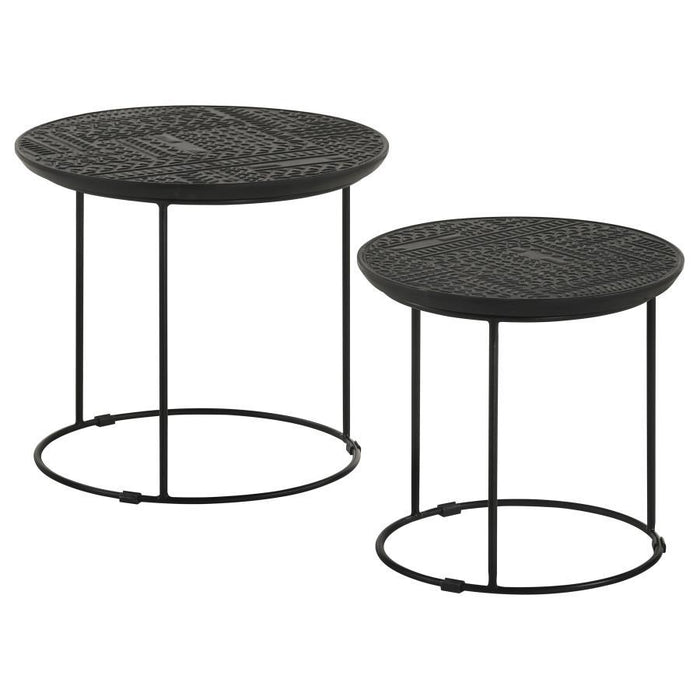 Loannis - 2 Piece Round Mango Wood Nesting Table - Matte Black – Nesting Tables by CoasterEssence at Furniture Wholesale Plus , Nashville furniture store