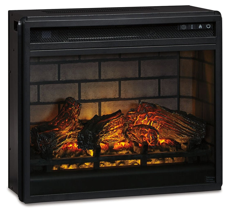 Willowton - 2 Pc. - TV Stand with Faux Firebrick Fireplace Insert - Whitewash – Fireplace TV Stands by Signature Design by Ashley® at Furniture Wholesale Plus , Nashville furniture store