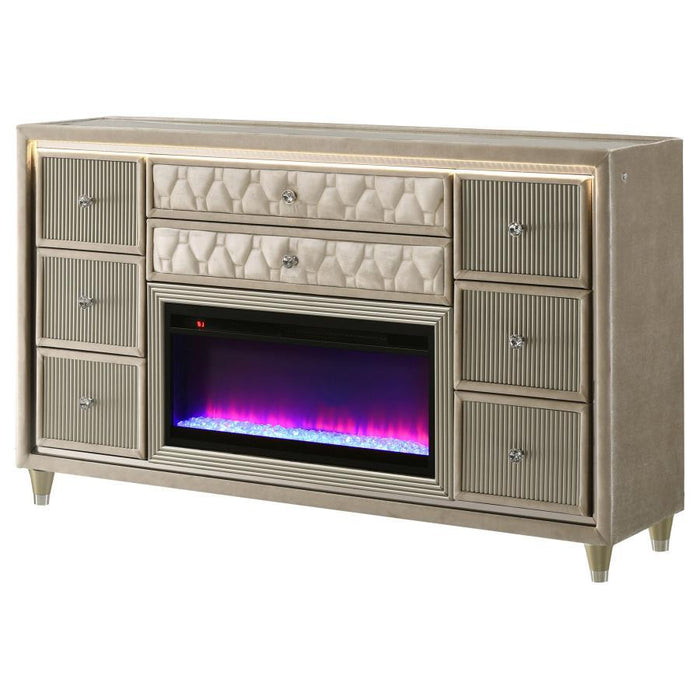 Lorient - 8-Drawer LED Bedroom Flame Box Dresser – Dressers by Coaster Fine Furniture at Furniture Wholesale Plus , Nashville furniture store