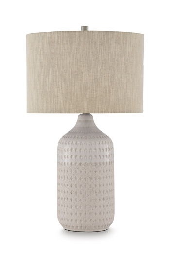 Capwich - Ceramic Table Lamp - Beige / White – Table Lamps by Signature Design by Ashley® at Furniture Wholesale Plus , Nashville furniture store