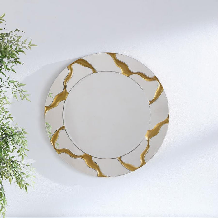 Dorinda - Round Kintsugi Style Wall Mirror - Gold – Wall Mirrors by Coaster Fine Furniture at Furniture Wholesale Plus , Nashville furniture store